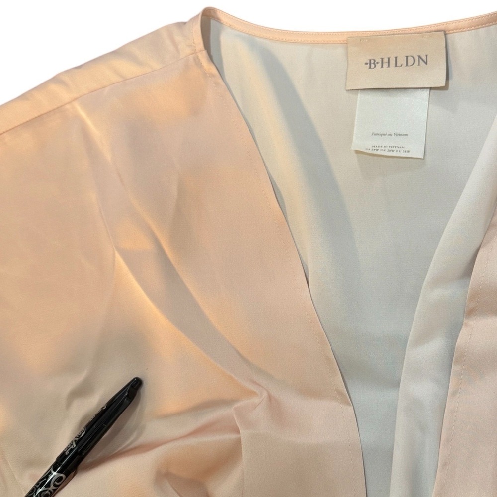 BHLDN Dress Leila Deep V Satin Flutter Sleeve Plus Size 24W Blush Floral Print - Picture 7 of 8